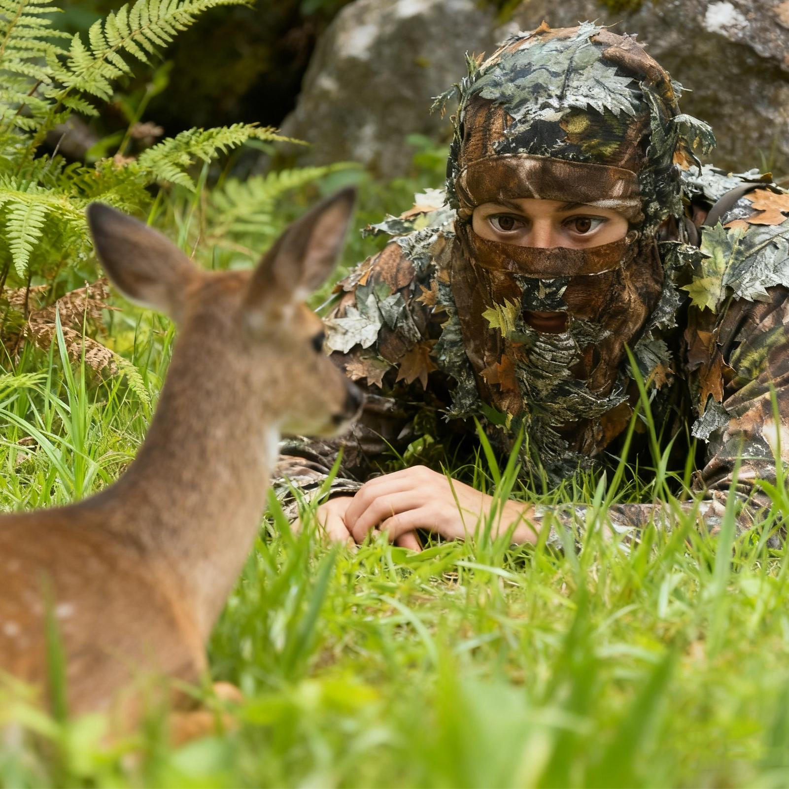 Outdoor Hunting Photography - Chapéu Ghillie com folhas 3D, camuflagem