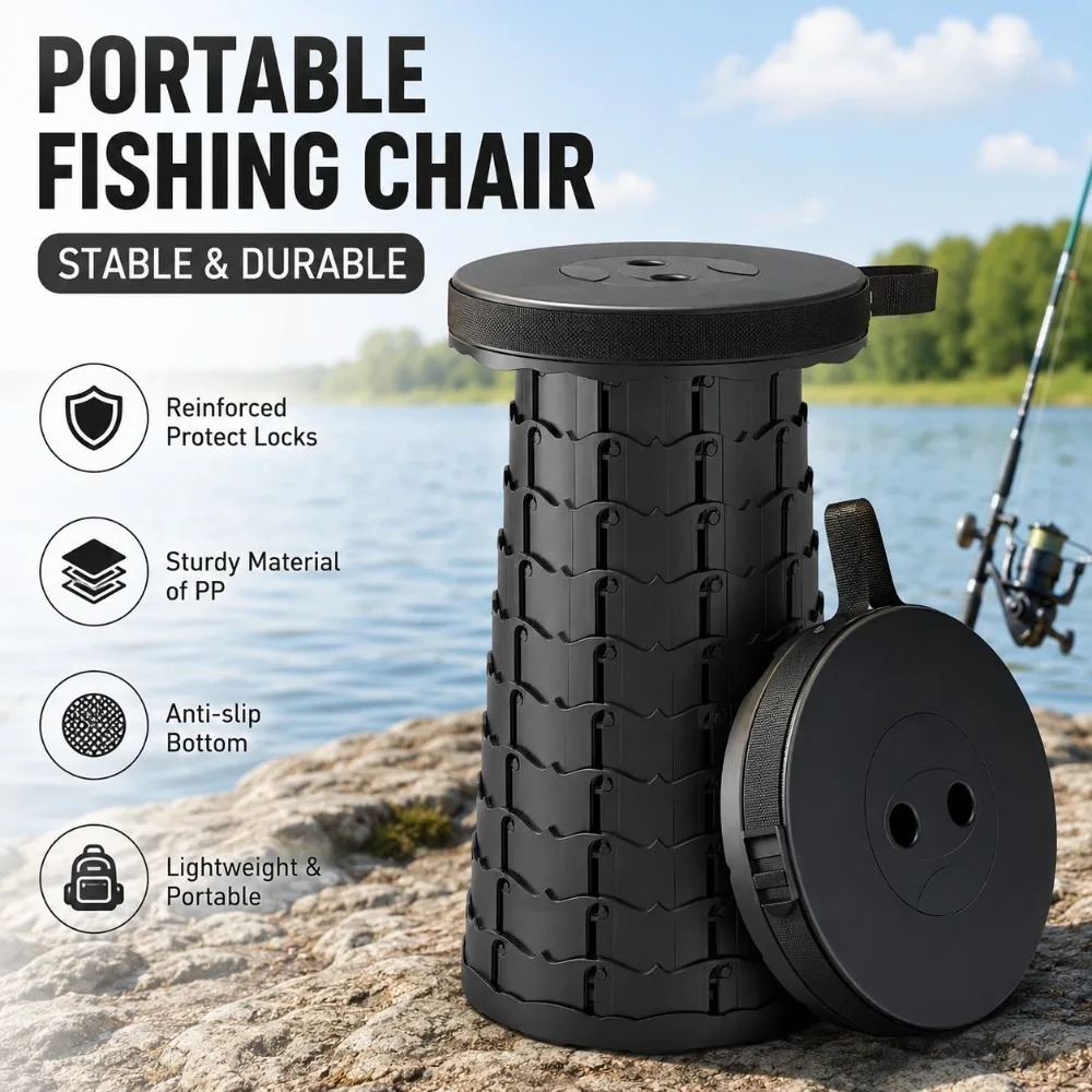 Outdoor Hunting Chair - Cadeira de Pesca Portátil Preta, Leve