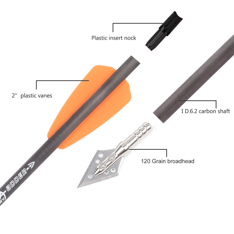 Crossbow Bolt Broadhead - 6 pçs r9 7.5 Polegada catbon